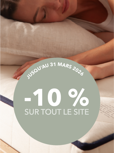 femme dormant et logo annoncant une promotion